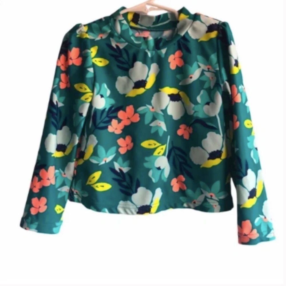 Carter's Simple Joys Floral Long Sleeve Swim Rashguard Top